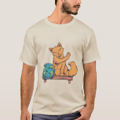 T-shirt Animal Chat Jouer Avec La Planète (Devant)