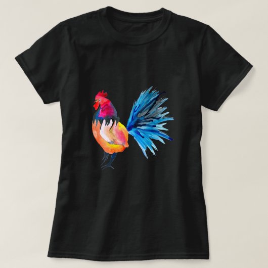 T-shirt Animal coloré d'aquarelle de coq (Design devant)