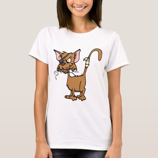 T-shirt Animal de chat blessé Blessé combat Patch Animaux (Devant)