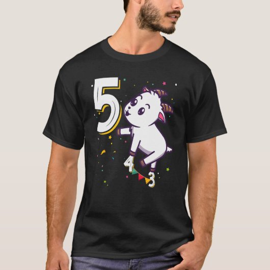 T-shirt Animal de chèvre 5e anniversaire fille garçon B Jo (Devant)