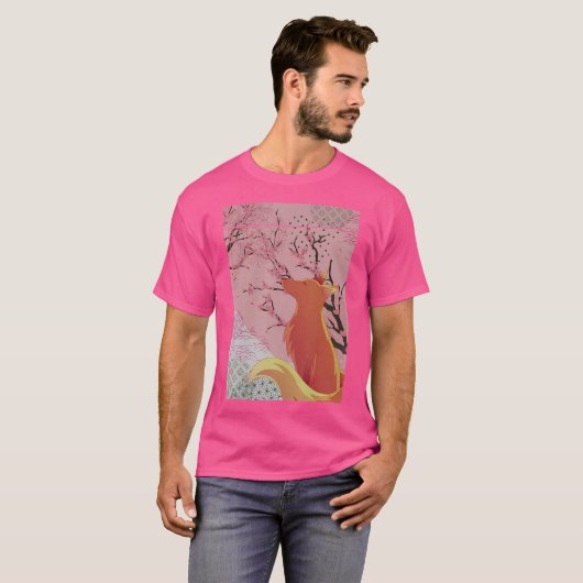 T-shirt Animal de forêt Sakura Faune Japonaise Cerise Blos (Devant entier)