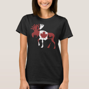 T-shirt Animal d'orignal Drapeau canadien Feuille d'érable