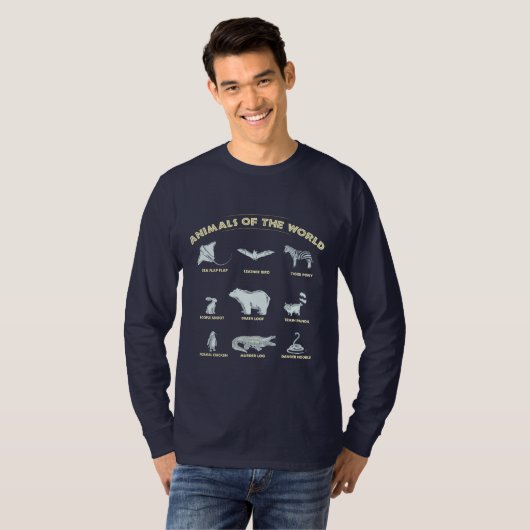 T-shirt Animal du monde noms exotiques de la faune (Devant entier)