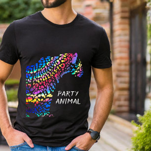 T-shirt animal du parti Jaguar arc-en-ciel