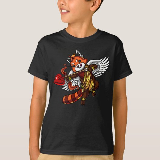 T-shirt Animal mignon de cupidon d'ours panda rouge (Devant)