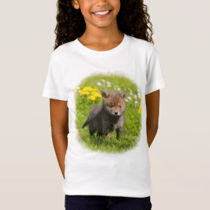 T-Shirt Animal sauvage rouge pelucheux mignon de bébé de