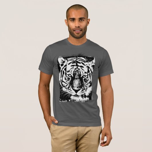 T-shirt Animal Tiger Mens à manches courtes Asphalte gris  (Devant entier)