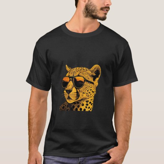 T-shirt Animals Graphic  Cheetah Wearing Sunglasses 2 (Devant)