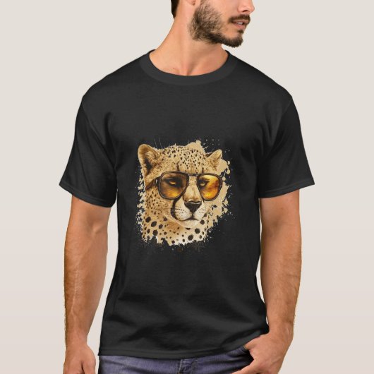 T-shirt Animals Graphic  Cheetah Wearing Sunglasses 5 (Devant)