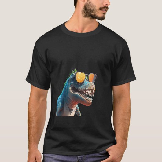 T-shirt Animals Graphic  rex Dinosaur Wearing Sunglasses (Devant)