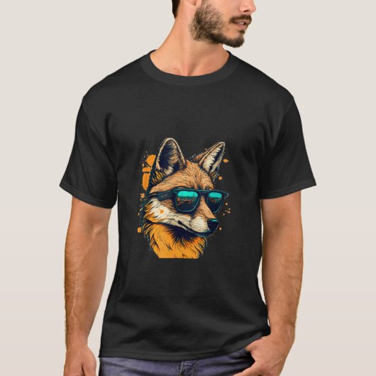 T-shirt Animals Graphic  Wolf Wearing Sunglasses 1 (Devant)