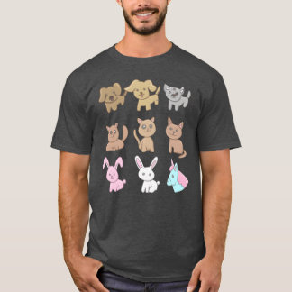 T-shirt Animals Icons Cute Dogs Cats Animal Love family