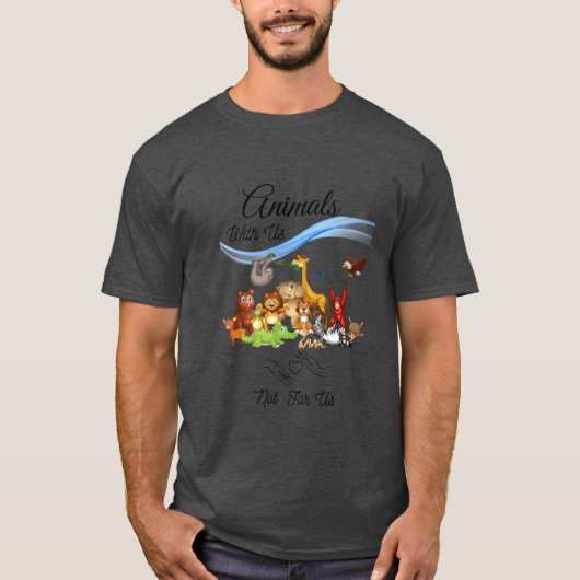 T-shirt animals with us not for us retro (Devant)