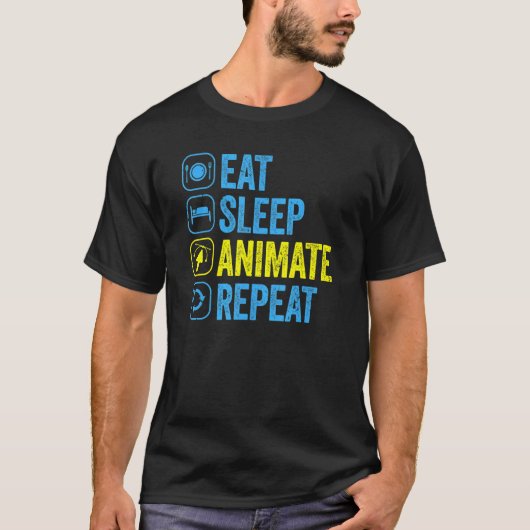 T-shirt Animation Mangez le sommeil Répéter l'animation Gr (Devant)