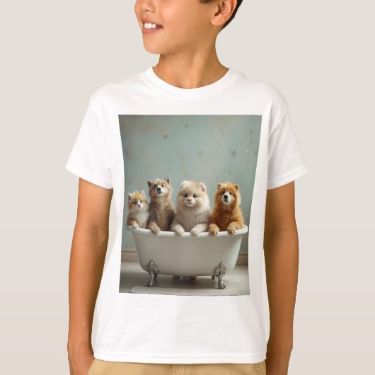 T-shirt Animaux amusants dans la baignoire (Devant)