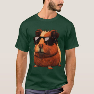T-shirt Animaux Cochon d'Inde Portant des Lunettes de Sole