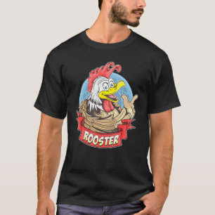 T-shirt Animaux - Coq ou poulet souriant mignon avec visag