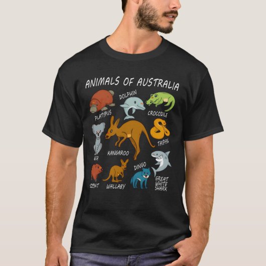 T-shirt Animaux D'Australie rétro (Devant)