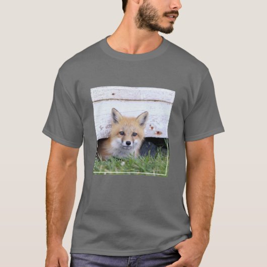 T-shirt Animaux de bébés cutest | Red Fox Kit Peeking (Devant)