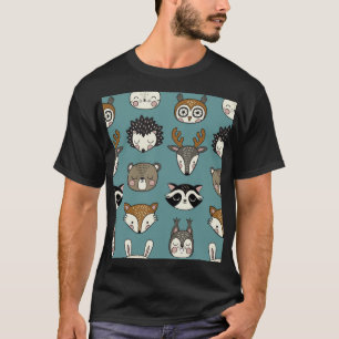 T-shirt Animaux de bois mignons Motif Vintage