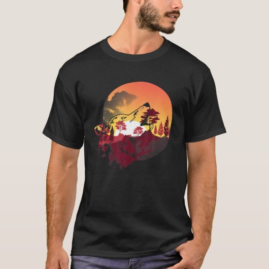 T-shirt Animaux de coucher de soleil Forêt extérieure Anim (Devant)