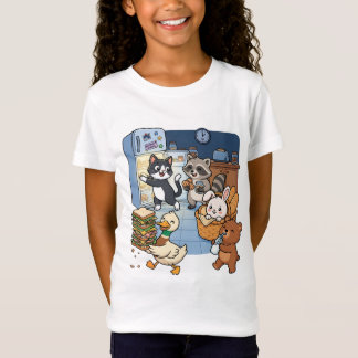 T-Shirt Animaux de dessin animé mignons volant de la nourr