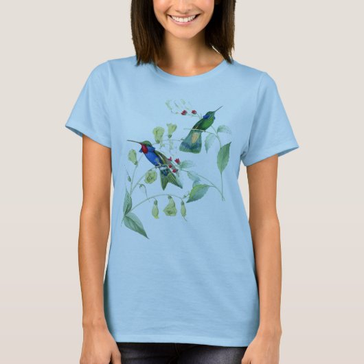 T-shirt Animaux de faune de fleurs d'oiseaux de colibri (Devant)