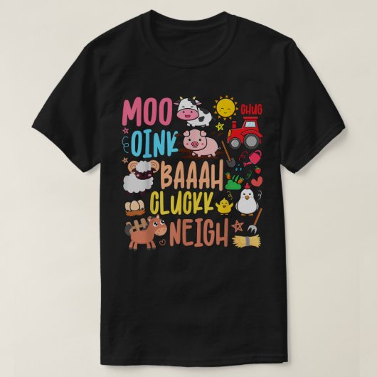 T-shirt Animaux de ferme Sons Oink Baa Neigh Cluck Moo Tod (Design devant)