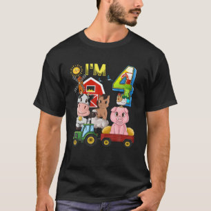 T-shirt Animaux de ferme Tracteur Barnyard 4E anniversaire