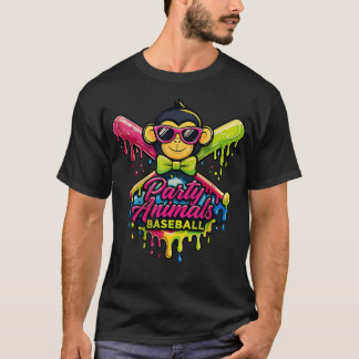 T-shirt Animaux de Fête Baseball Drôle