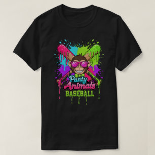 T-shirt Animaux de fête Baseball Singe drôle Amateur de ba