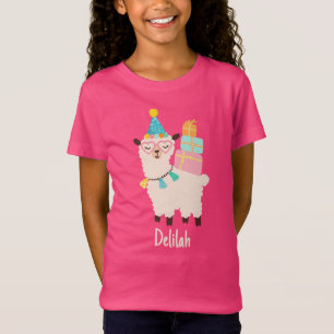T-Shirt Animaux de Fête Llama Filles d'anniversaire Rose