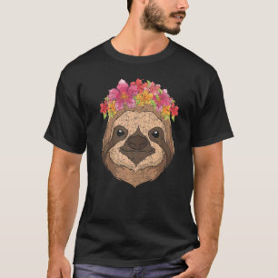 T-shirt Animaux de flore tropicale Zoo Animal fleur Sloth