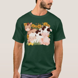 T-shirt Animaux de la ferme Poulet Mouton Vache Cochon vin