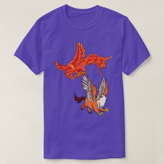 T-shirt Animaux de la mythologie Phoenix vs Hippogryph (Design devant)