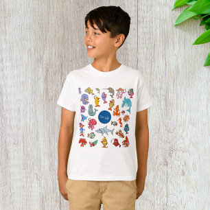 T-shirt Animaux de la Vie Marine Océan Coloré Personnages