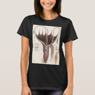 T-shirt Animaux de la vie marine vintage, calmar parapluie
