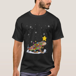 T-shirt Animaux de Noël Iguana Lumières des arbres de Noël