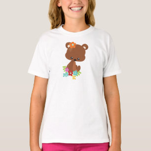 T-shirt Animaux de printemps, Ours mignon, Ours petit, Fle