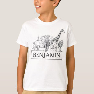 T-shirt Animaux de zoo noir et blanc personnalisés pour an