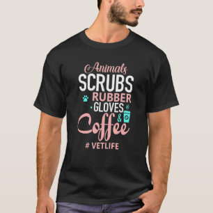 T-shirt animaux des essuyeurs et gants en caoutchouc ve