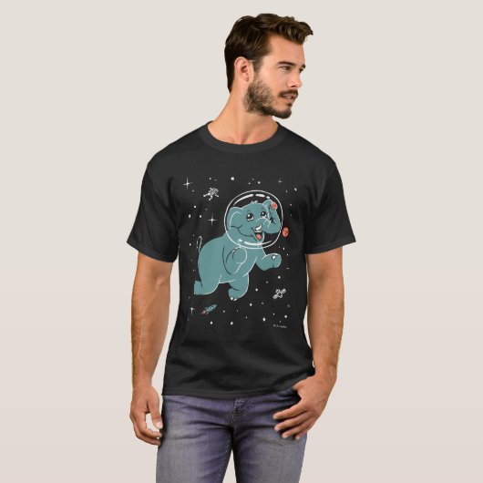 T-shirt Animaux éléphants dans l'espace (Devant entier)