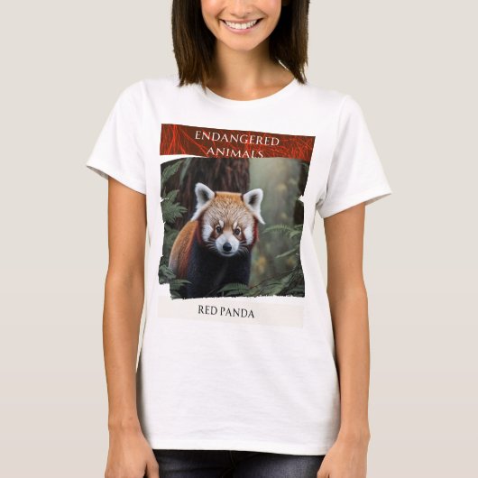 T-shirt Animaux en voie de disparition - Panda rouge (Devant)