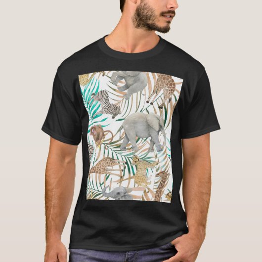 T-shirt Animaux exotiques : Motif d'été aquarelle. (Devant)