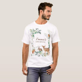 T-shirt Animaux forestiers de bois Premier anniversaire (Devant entier)
