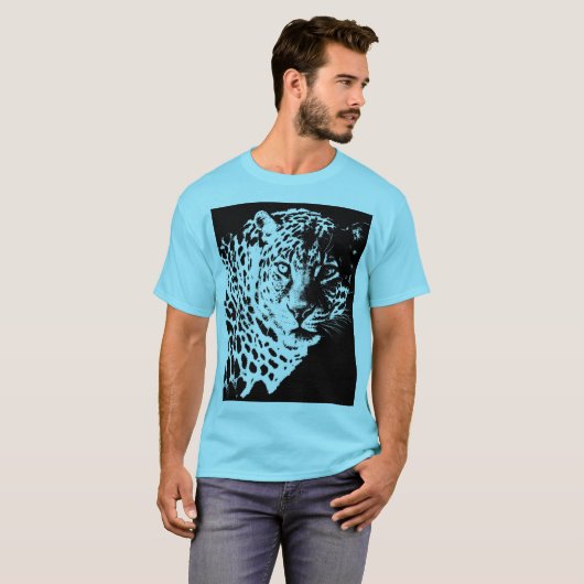 T-shirt Animaux Leopard Face Pop Art moderne Modèles Mens (Devant entier)