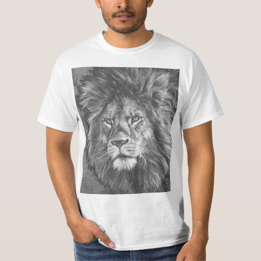 T-shirt Animaux Lion Face Modèle moderne masculin (Devant)
