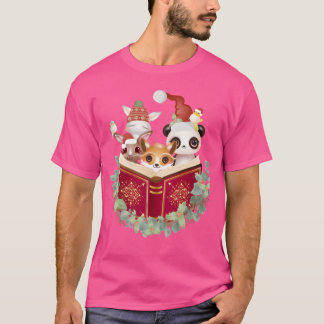 T-shirt Animaux lisent l'histoire de Noël à la frise de No