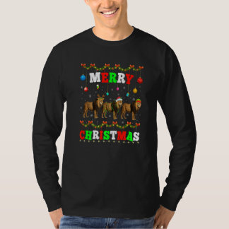 T-shirt Animaux Lumières Joyeux Noël Père Noël Lion