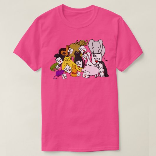 T-shirt Animaux mignons Tenant Valentine ds pour Valentine (Design devant)